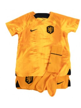 Billige Nederland Hjemmedraktsett Barn VM 2022 Kortermet (+ Korte bukser)